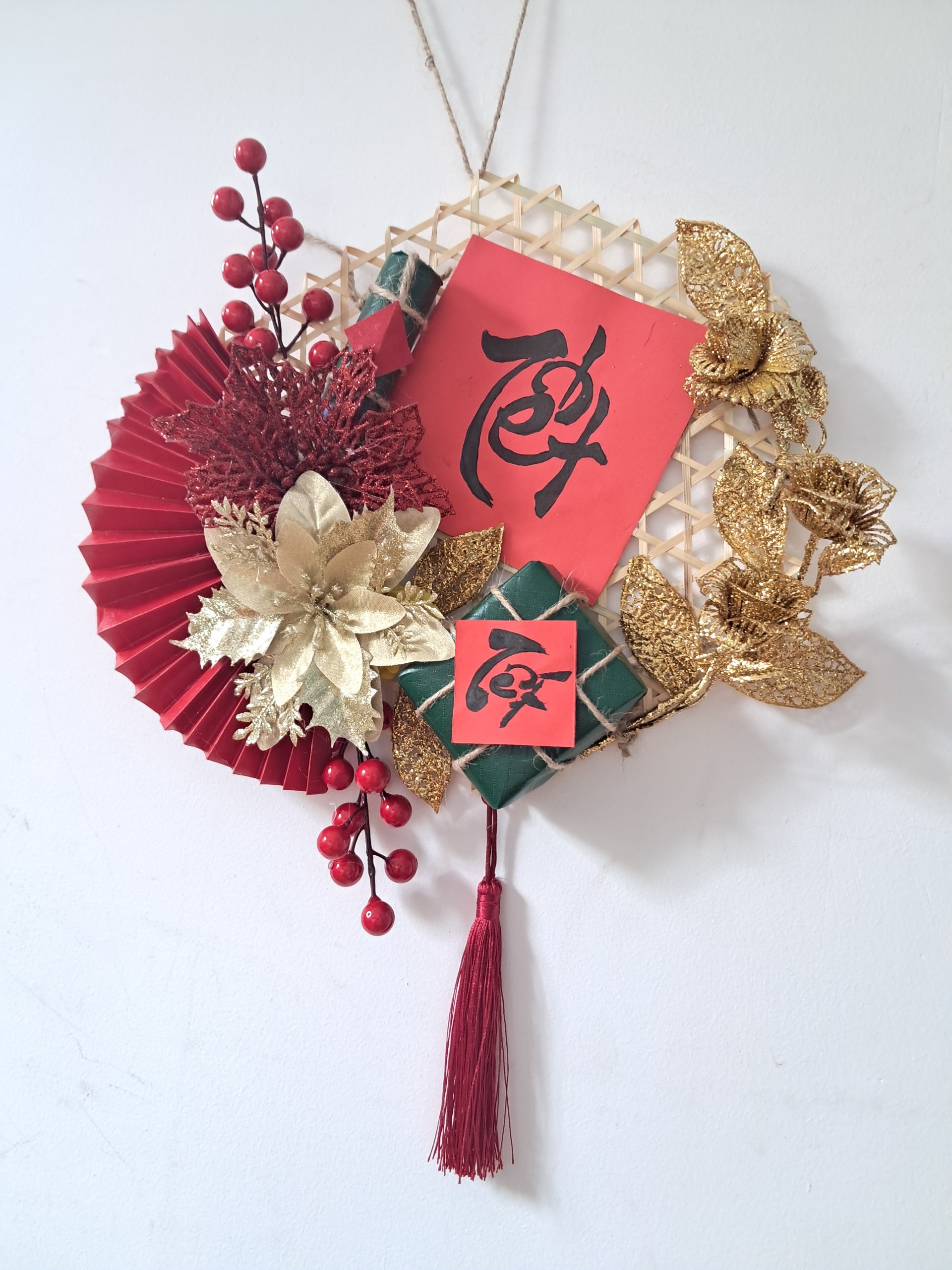 Mẹt tre trang trí tết, đồ thủ công, handmake treo cửa