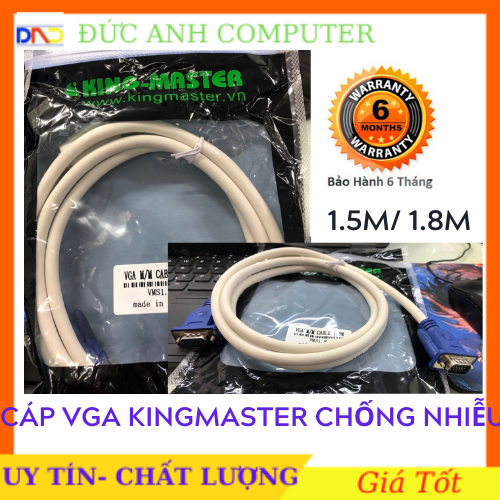 Cáp VGA KINGMASTER 1.5M Chống Nhiễu- Chính Hãng 100%- Chất Lượng Tốt- Bảo Hành 6 Tháng- 1 Đổi 1- Hình Ảnh Truyền Ổn Đụnh , Sắc Nét