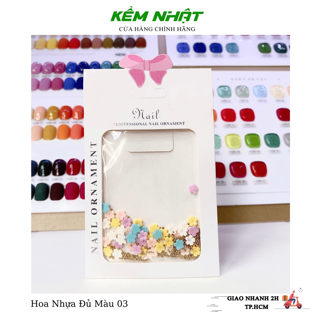 Set charm đính móng hoa nhựa đủ màu 03