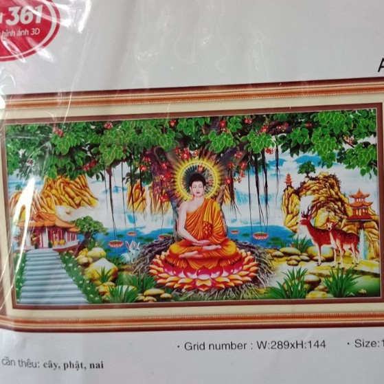 [HCM]Tranh thêu Phật Ngồi Gốc Bồ Đề ms 53429