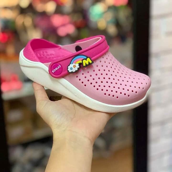 DÉP SỤC CROCS-LITERIDE TRẺ EM- MÀU HỒNG PHẤN