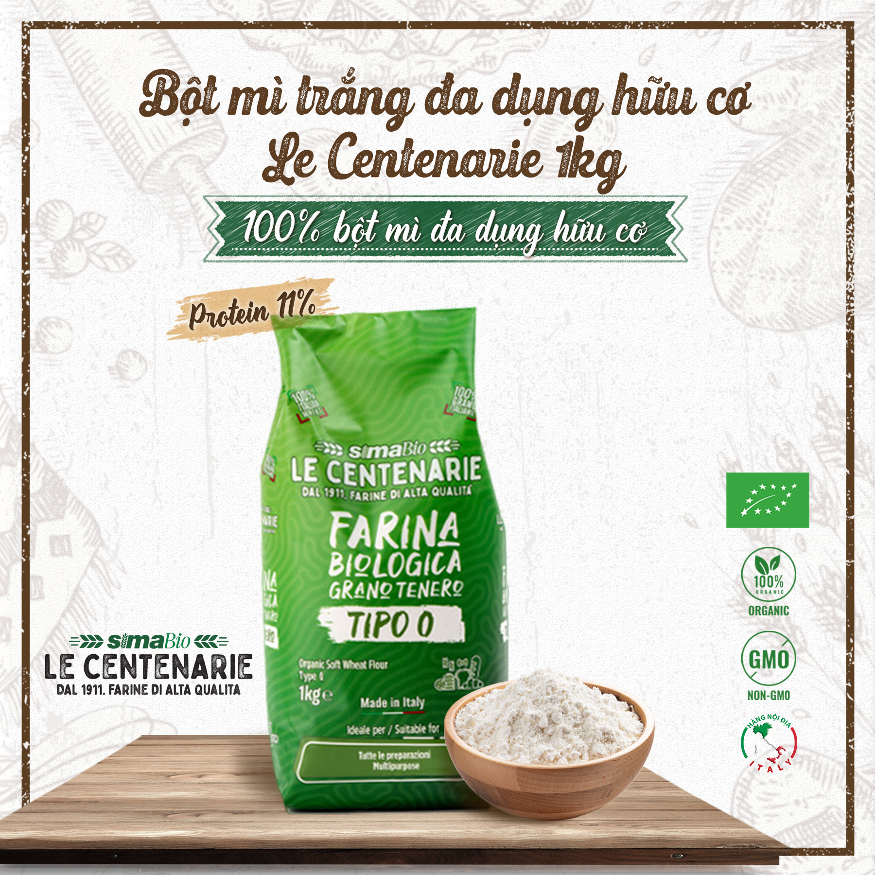 BỘT MÌ HỮU CƠ SimaBio 1kg