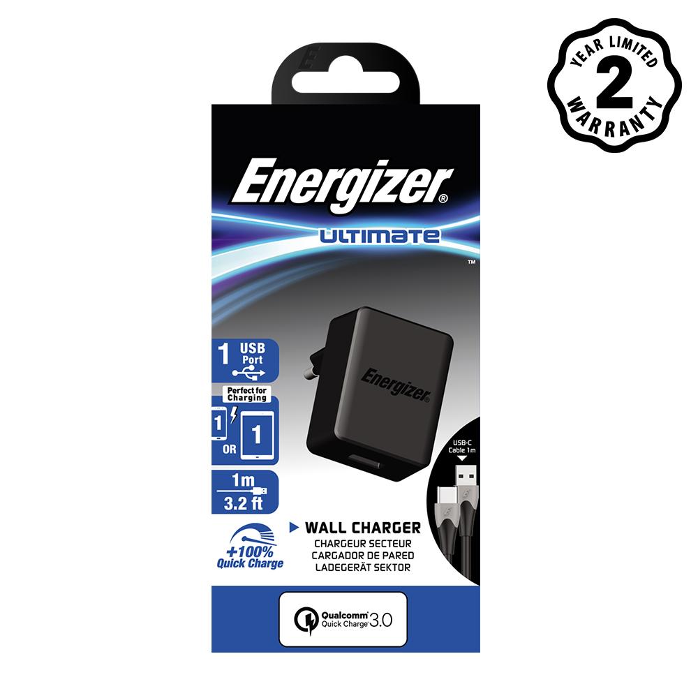 SẠC ENERGIZER QUICK CHARGE QUALCOMM 3.0 18W KÈM CÁP USB TYPE-C - AC1Q3EUUC23