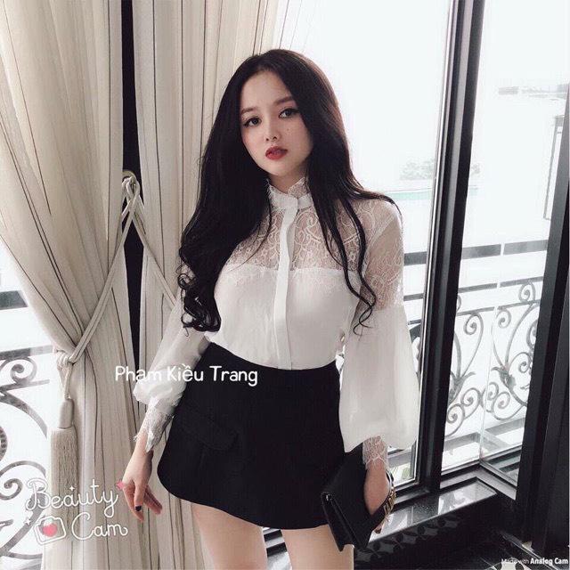 Áo sơ mi phối ren cực đep Form unisex NU5501