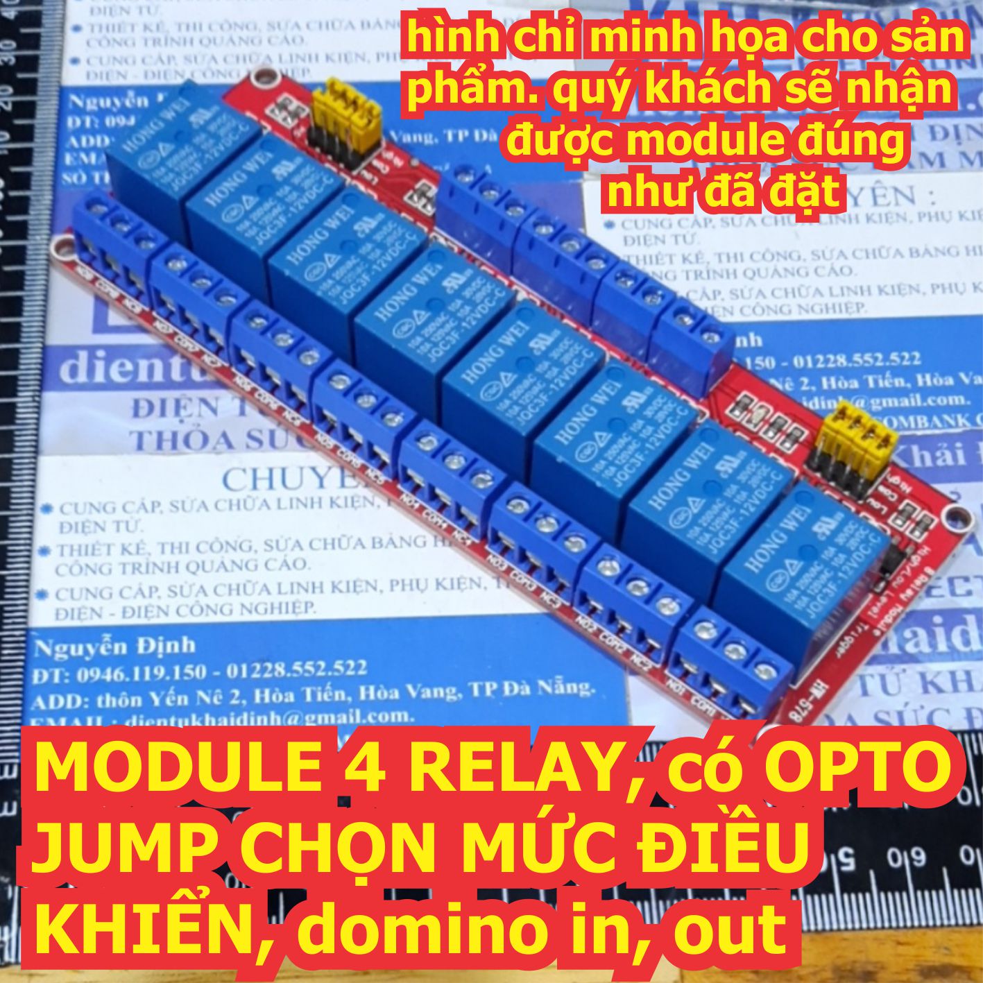 Module 8 relay, có opto, jump chọn mức điều khiển, domino in, out, relay 12v / 5v / 24v kde6797