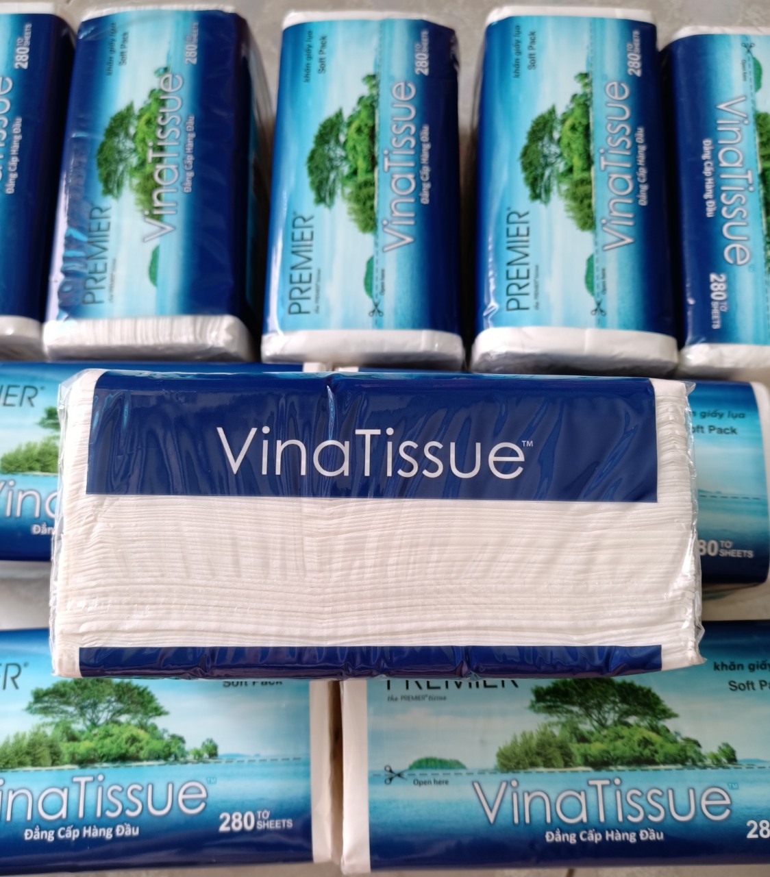 Khăn giấy lụa rút PREMIER VinaTissue 2 lớp gói 280 tờ