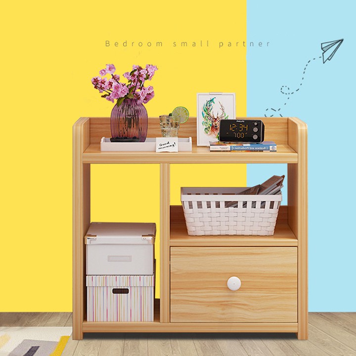 Tủ, Kệ Đầu Giường Vuông 1 Ngăn Kéo Màu Gỗ 40 x 26 x 32.5cm. ĐTVMM