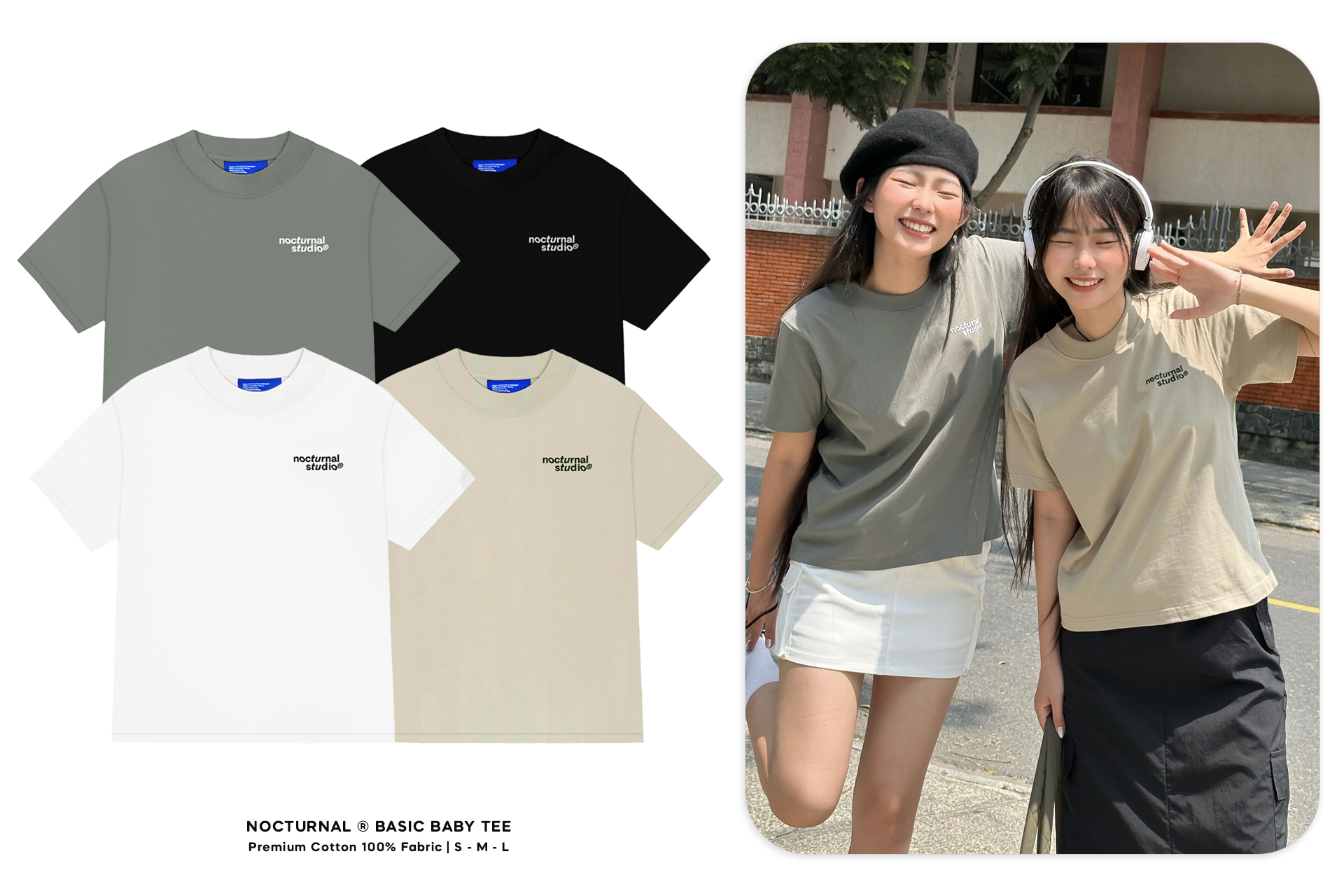 [Nhập LAZFlex1- giảm 30k đơn 149k|Áo Thun NOCTURNAL Basic Baby Tee Cotton 100% Nam Nữ Unisex Local Brand