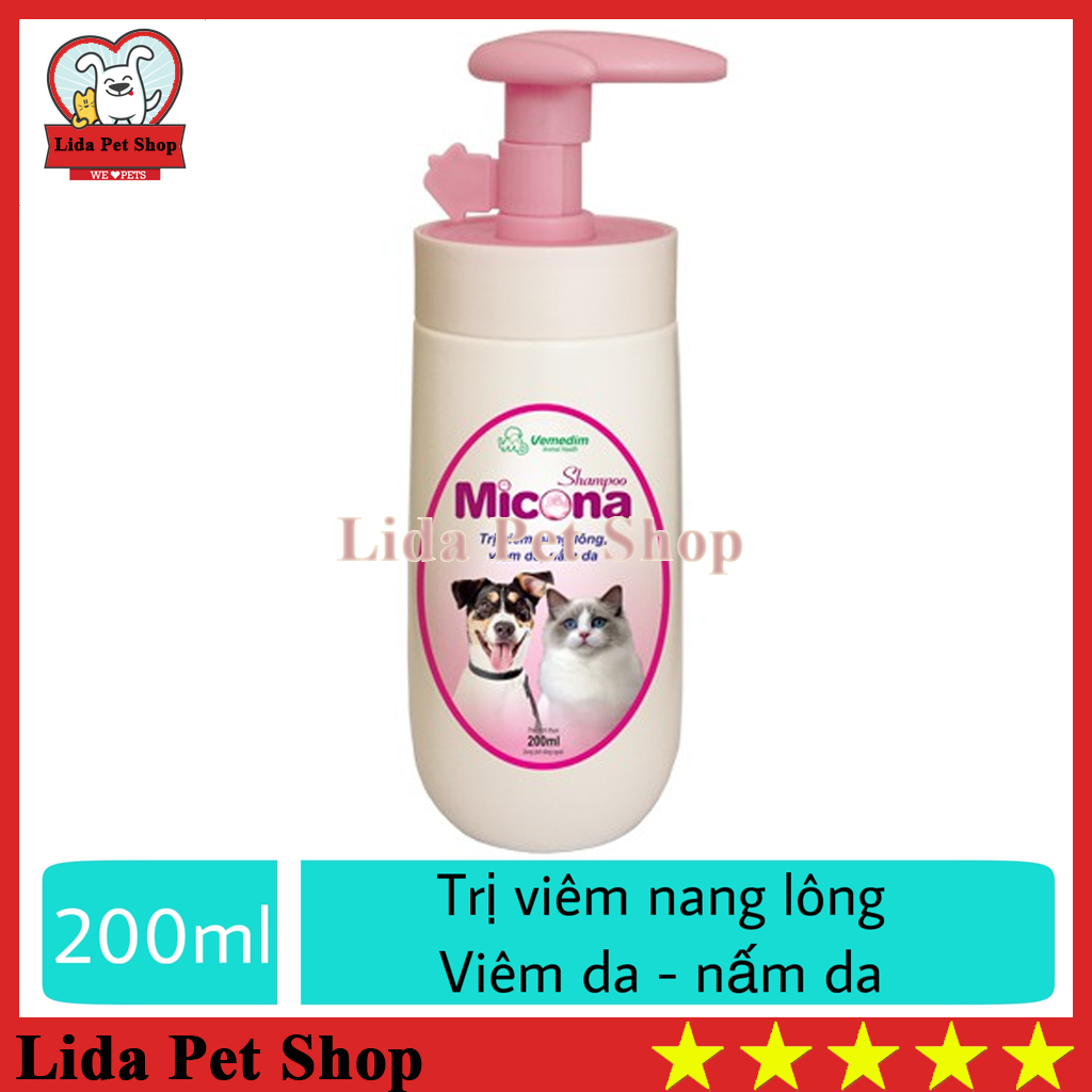 HN- Sữa tắm chuyên ngừa viêm da nấm da dưỡng lông siêu mượt cho chó mèo (VMD) - shampoo Micona 200ml - Lida Pet Shop