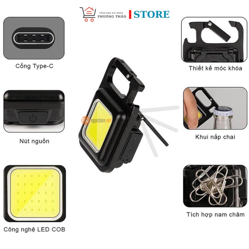 MÓC KHÓA ĐÈN PIN 3 CHẾ ĐỘ COB