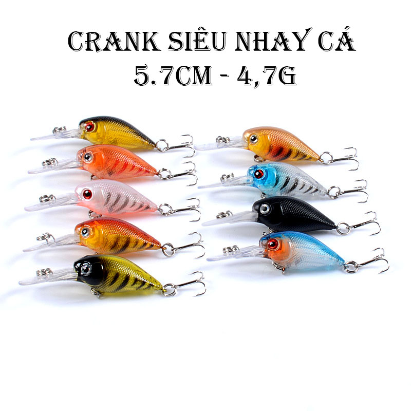 Mồi câu lure mồi cá giả Crank 5.7cm 4.7g chuyên bắt cá rô phi, rô ta, chuối, lóc, sộp, thiểu, ngão, chép, chim