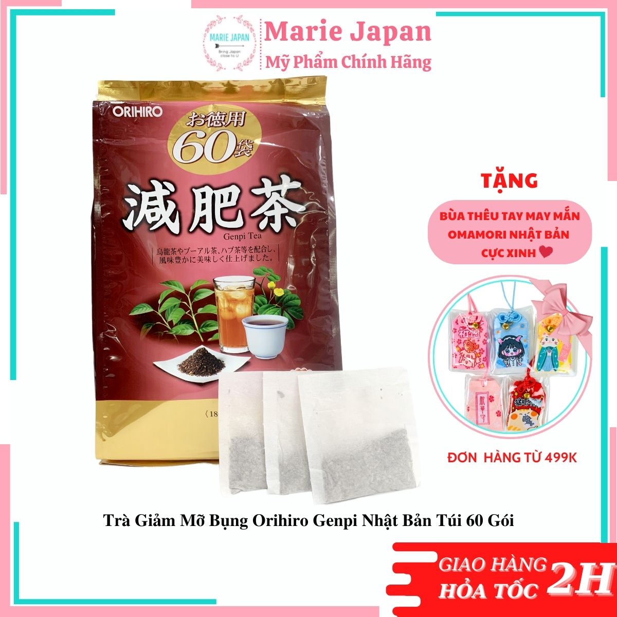 Trà giảm mỡ bụng orihiro genpi nhật bản túi 60 gói