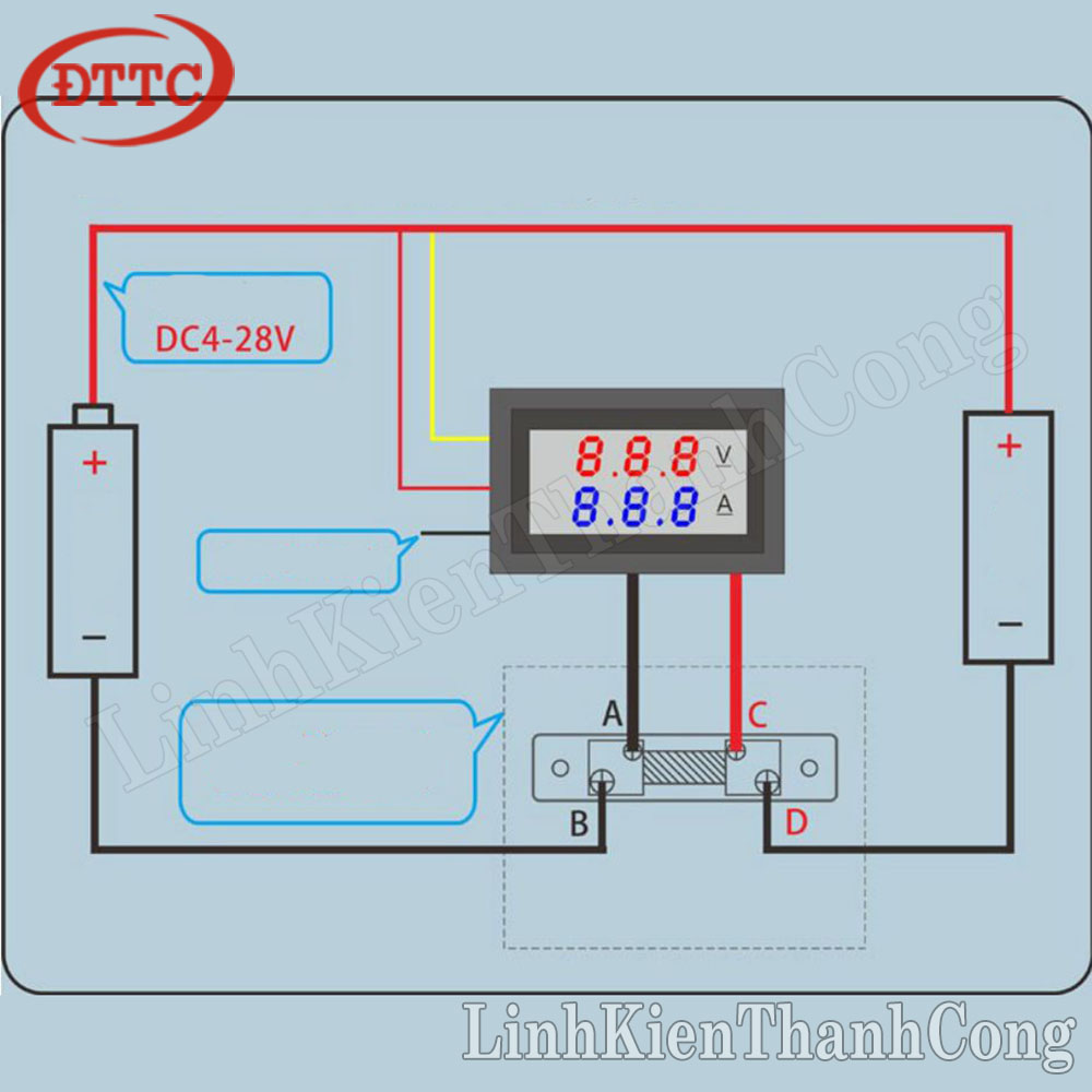 Module Đo Dòng Điện - Điện Áp 100V 100A + Trở Shunt