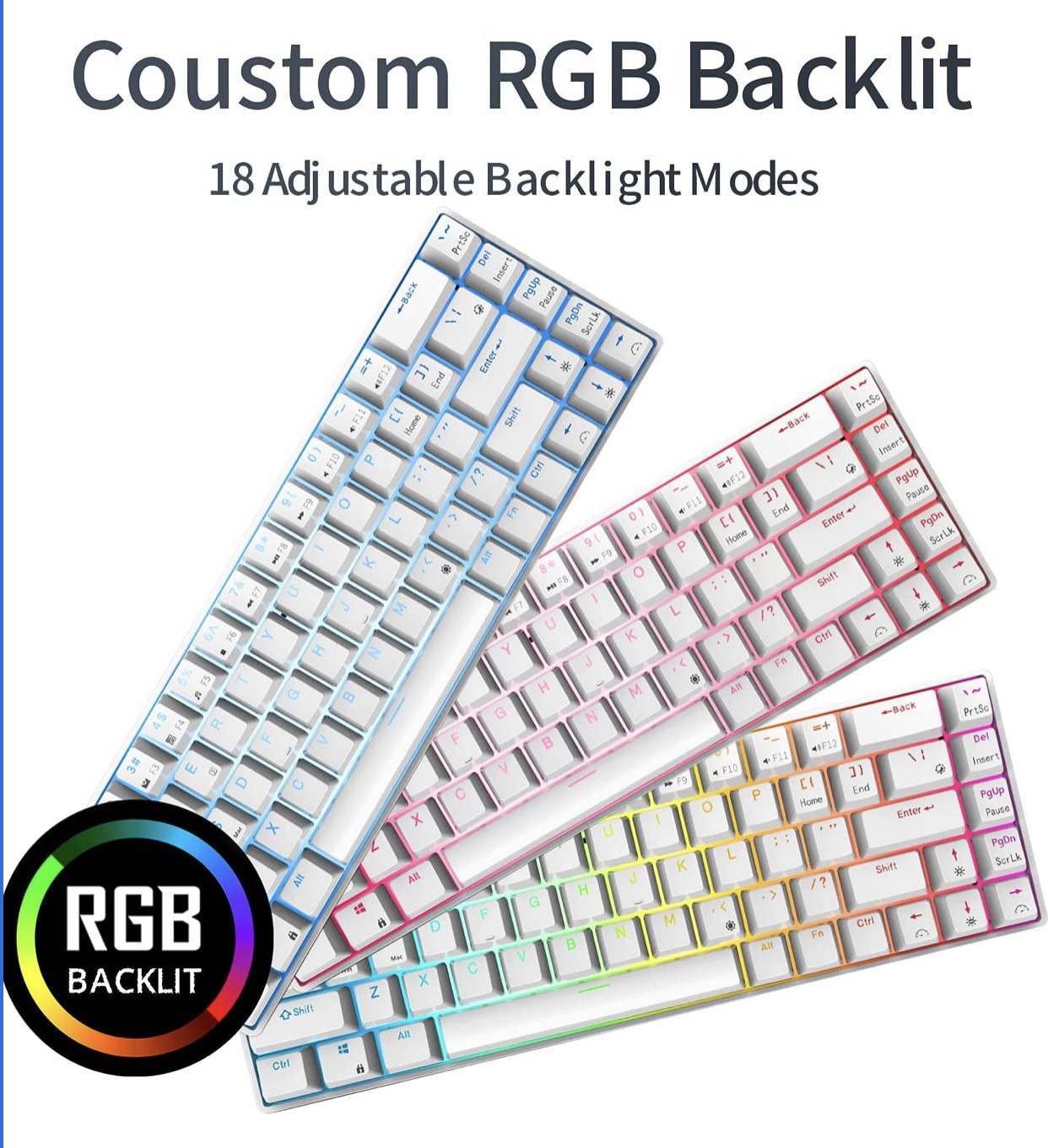 HOTSWASP RK G68 RGB - Bàn phím cơ mini không dây Royal Kludge RK G68 Bluetooth 5.1 cơ học 68 phím Đèn nền RGB 65% bố cục nhỏ gọn - Hãng phân phối chính thức