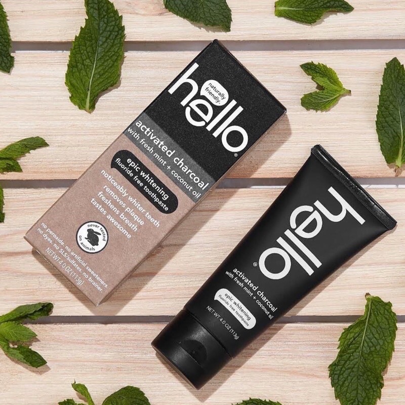 (Date 01/2025) Kem Đánh Răng Than Hoạt Tính Hello – Activated Charcoal Epic Whitening (113g)