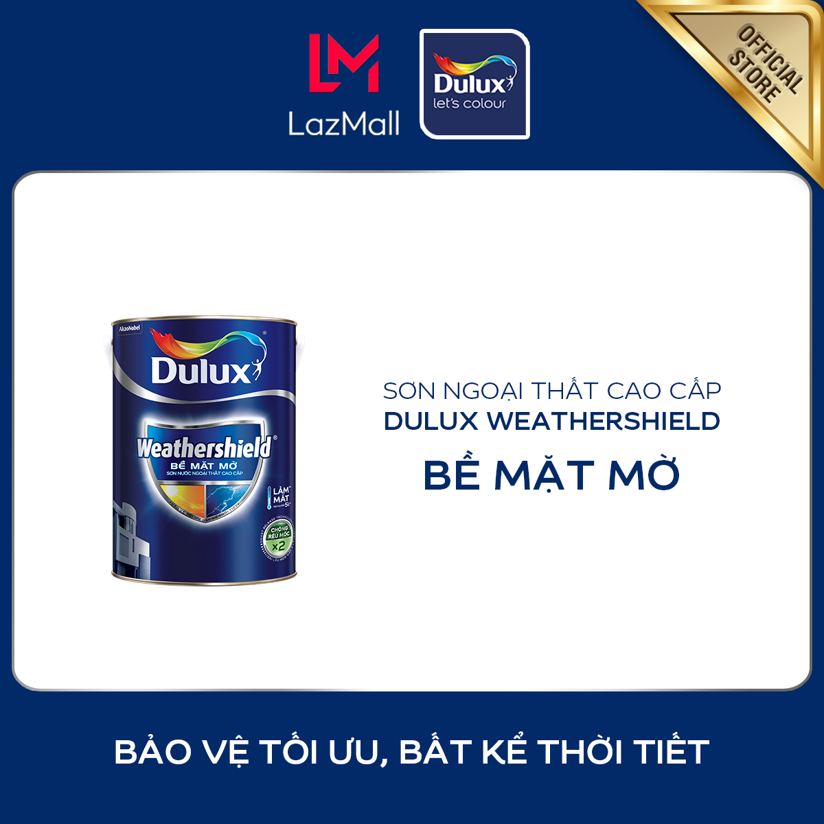 Sơn ngoại thất - Cao cấp - Dulux Weathershield - Bề mặt mờ - 1L