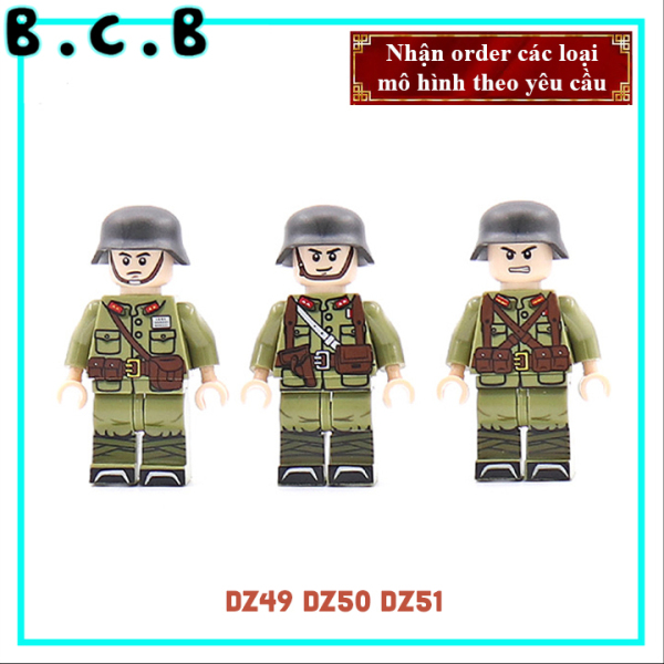 Phụ kiện MOC Army- Lính đức thế chiến- Đồ chơi lắp ráp minifig và non-lego mô hình sáng tạo trang trí quân đội- DZ49 -50