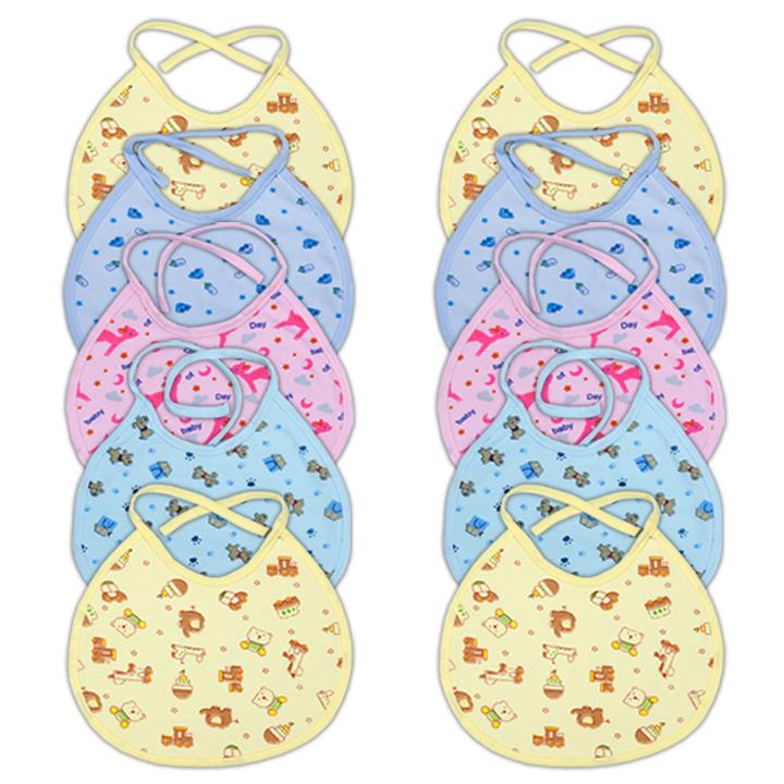 Combo 10 yếm ăn dặm 2 lớp 100% cotton an toàn cho bé sơ sinh từ 0-24 tháng YCCKF ( ảnh thật hình in thay đổi theo lô hàng) KIBA Fashion ( đồ cho trẻ sơ sinh )