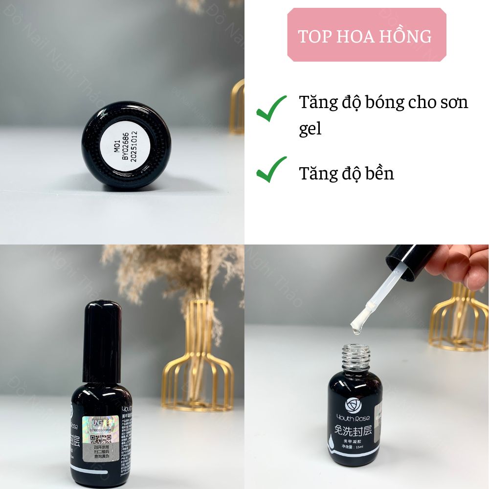 Combo Base top cứng móng hoa hồng