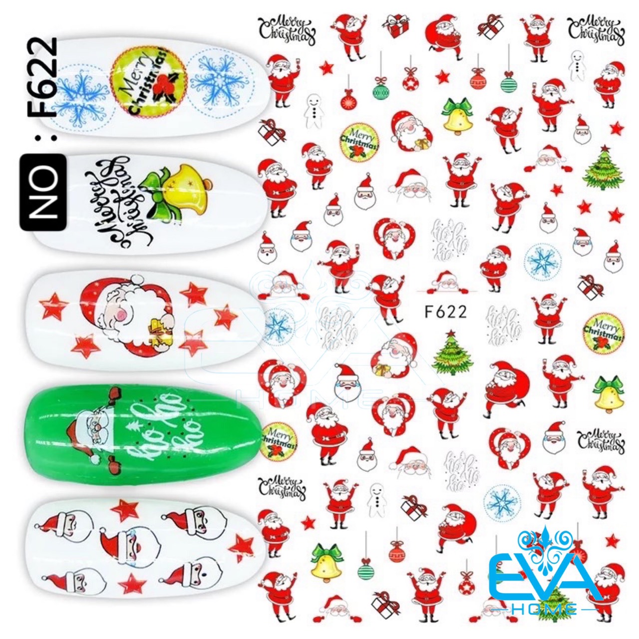 [HCM]Decal Dán Móng Tay 3D Nail Sticker Hoạ Tiết Trang Trí Noel Giáng Sinh F622