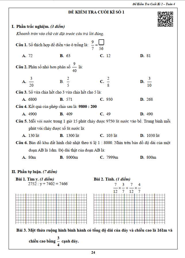 Sách - Combo Đề Kiểm Tra Toán và Tiếng Việt 4 - Học Kì 2 (2 cuốn)