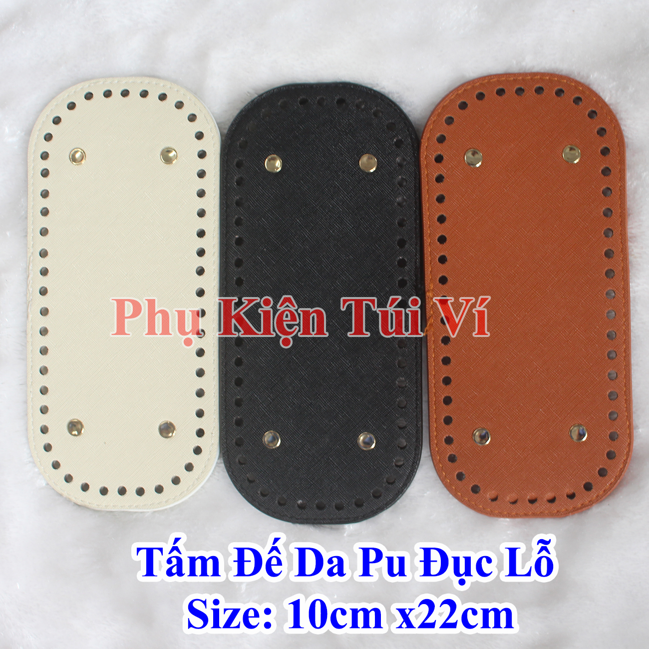 Tấm đế da pu đục lỗ 10x22cm làm túi xách (57k/cái)