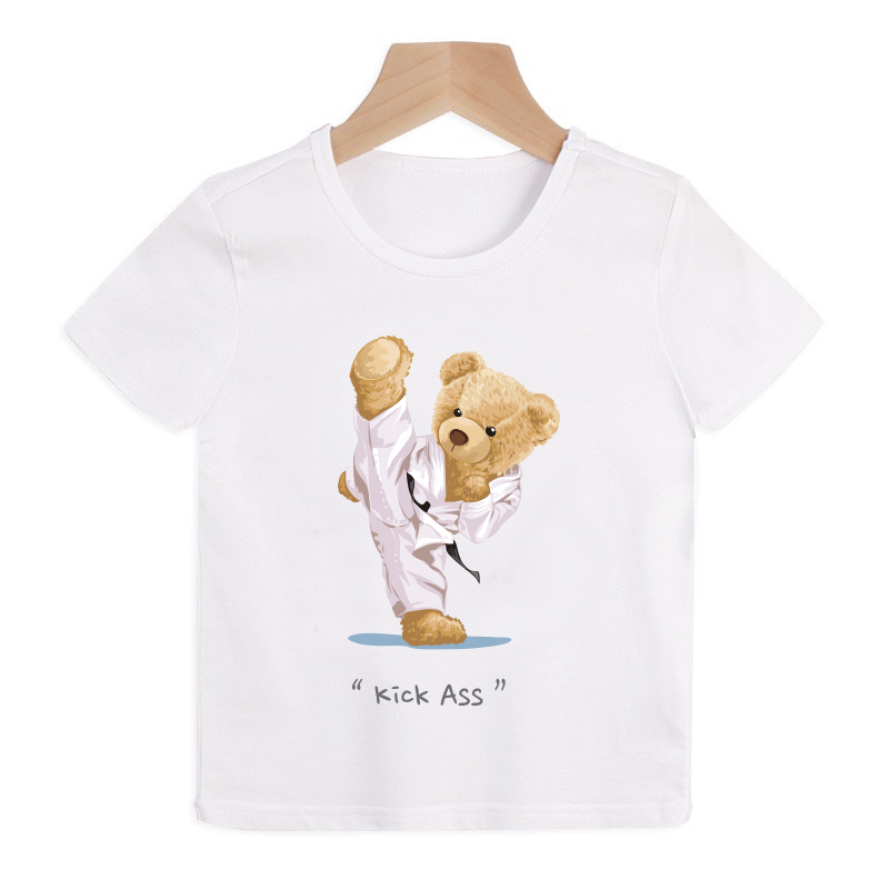 Áo thun cho bé hình gấu đánh vỏ karate ( Bé trai và gái).áo cho bé từ 6kg-30kg.AL29.