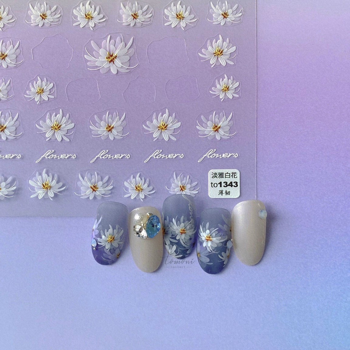 sticker lụa 5d mẫu hoa cao cấp ( 1343 )dán móng tay nail