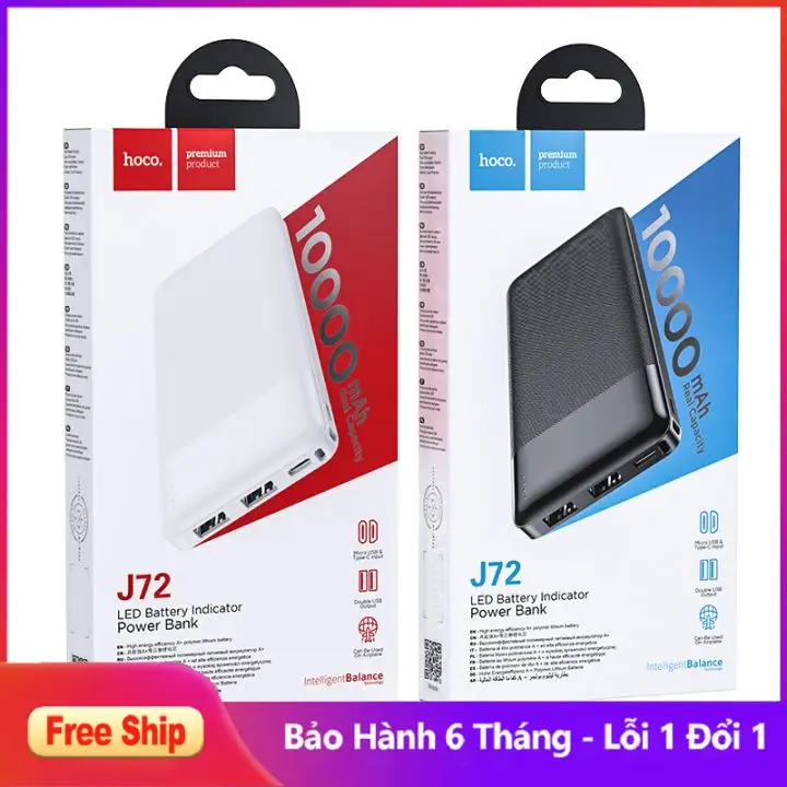 Bán Chạy Nhất ] Sạc dự phòng hoco j72 10.000mAh 2 cổng Input/Output max 2A  - Bảo hành 6 tháng - Sạc dự phòng pin dự phòng | Lazada.vn