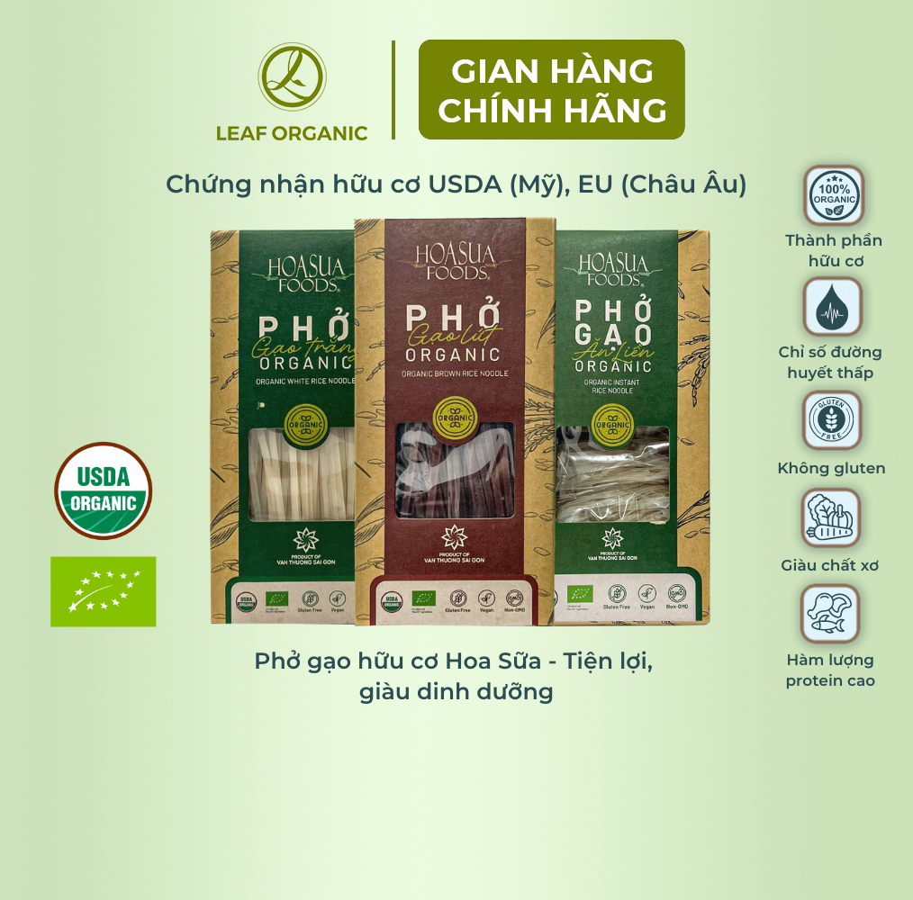 Phở ăn liền gạo trắng Hasa Bio 400g - Leaf Organic HCM