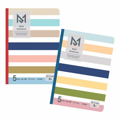 Sổ may Caro A4 Math Notebook 120 trang; MS 987