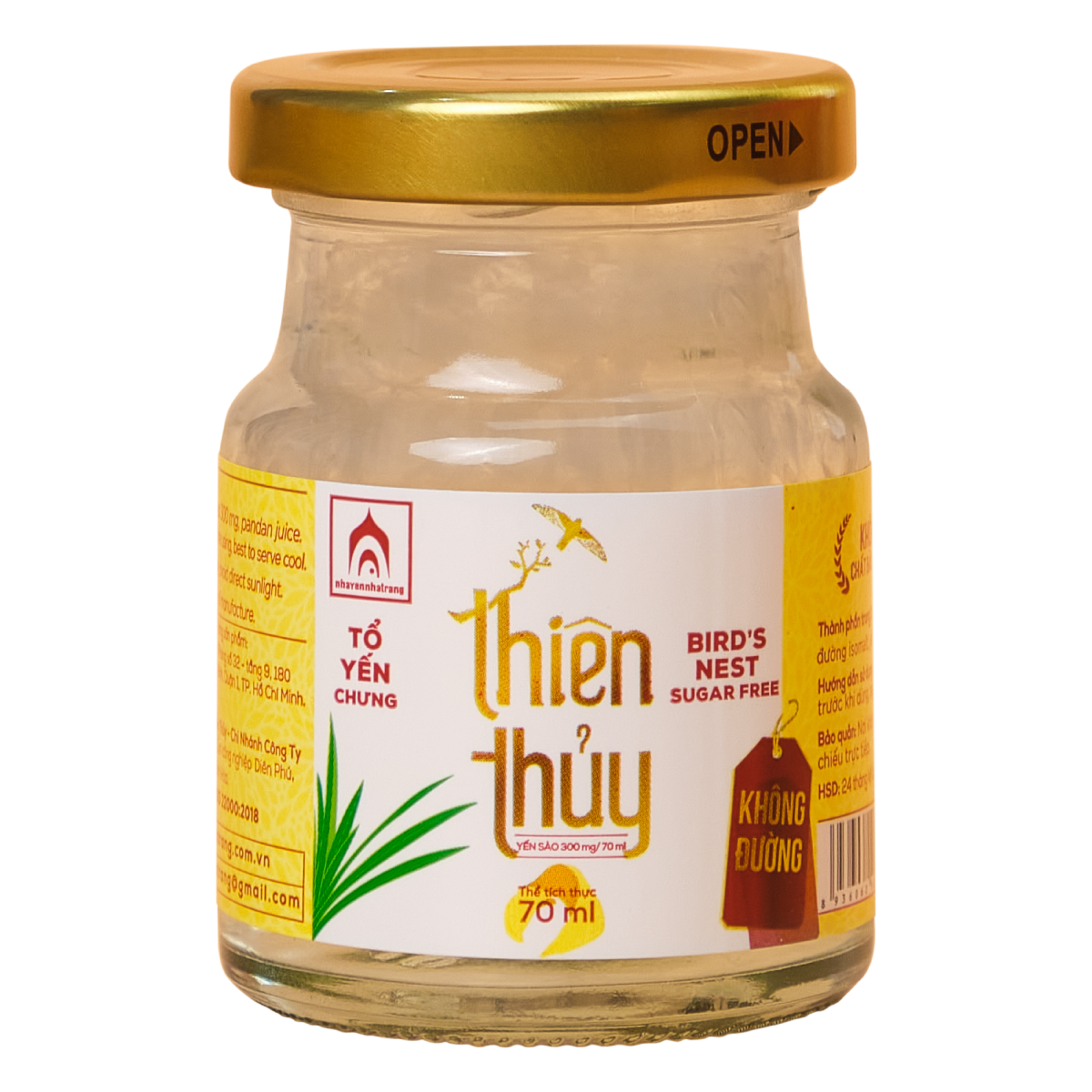 Tổ yến chưng sẵn Thiên Thủy - Vị lá dứa - Nhà Yến Nha Trang - Hộp 6 lọ - Yến không đường -  Nước yến sào cao cấp - Nước yến chưng sẵn