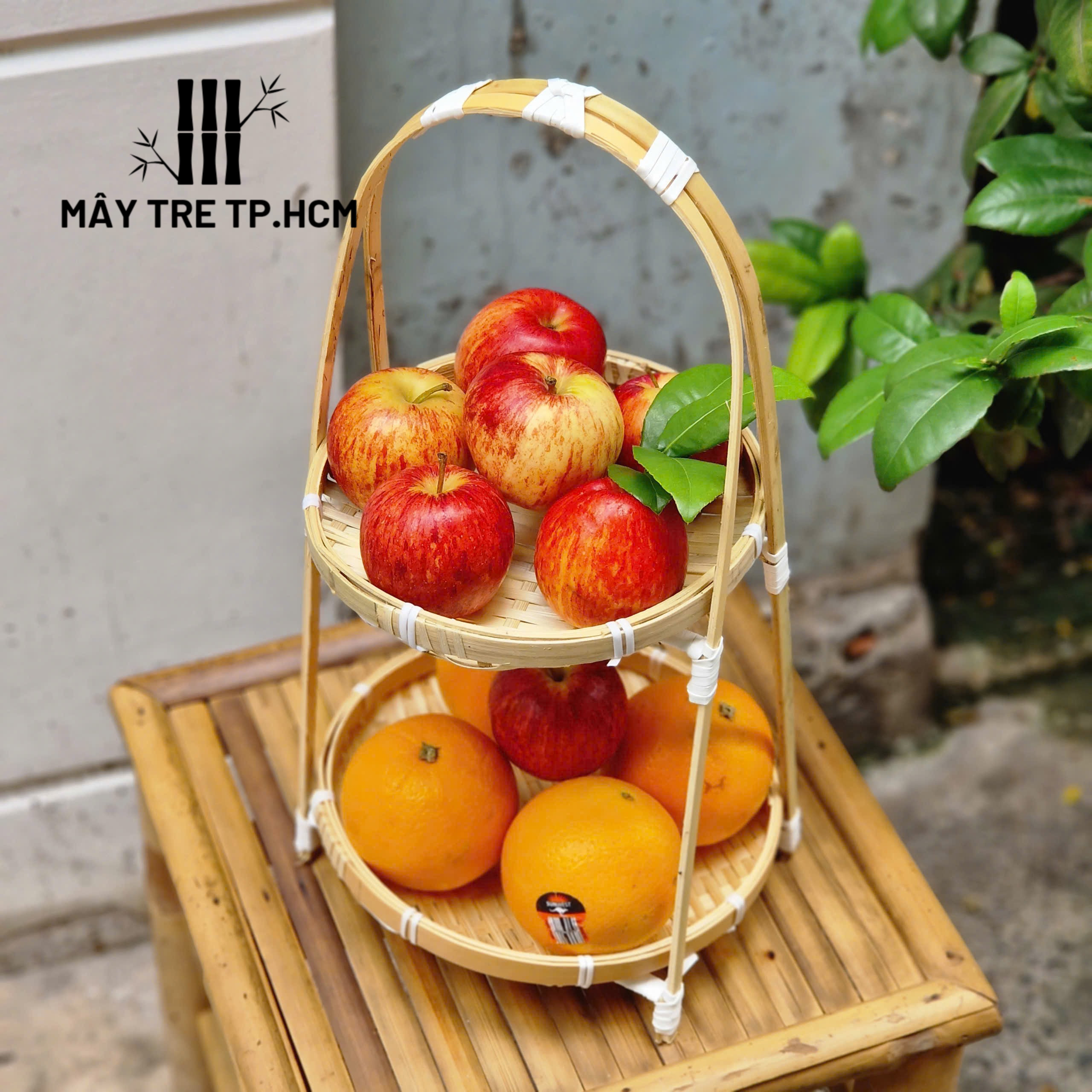 Kệ tre 2 tầng,mẹt tre,mẹt đựng đồ,đựng thức ăn,trang trí