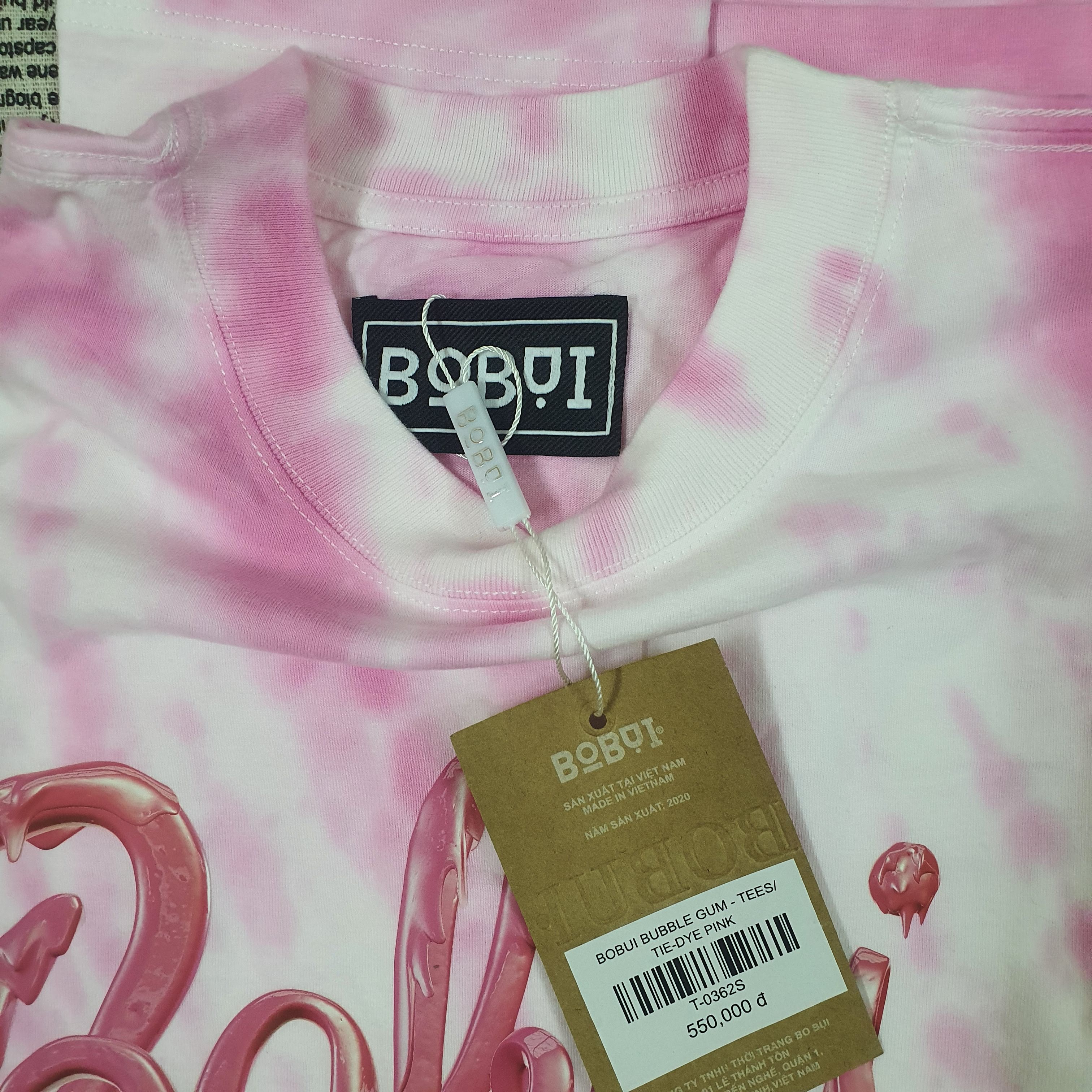 Áo Thun Tay Lỡ BOBUI TIE-DYE PINK FULL TAG (ẢNH THẬT)