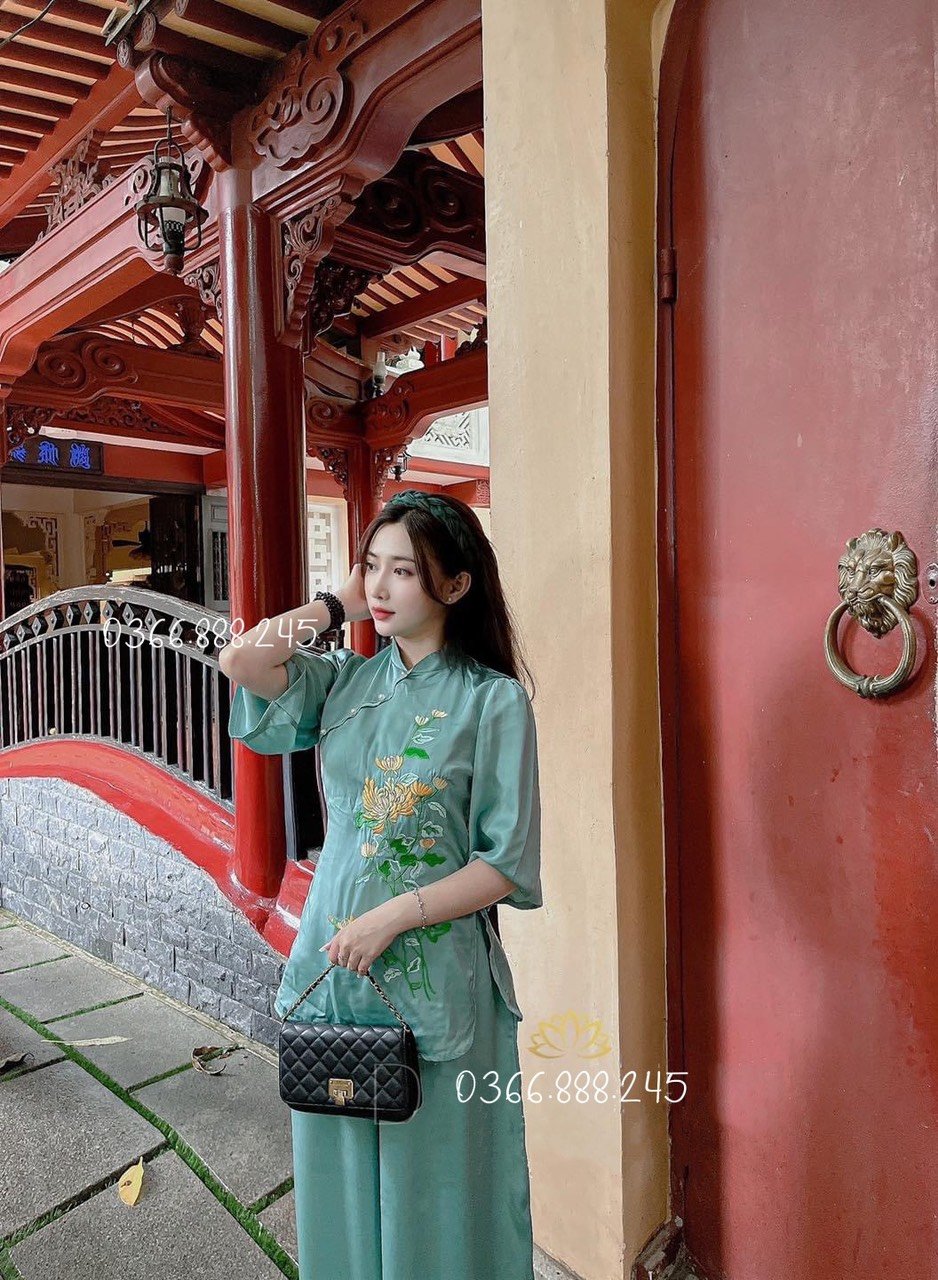Set Đồ Lam Đi Chùa Chất Vải Lụa Cao Cấp L14