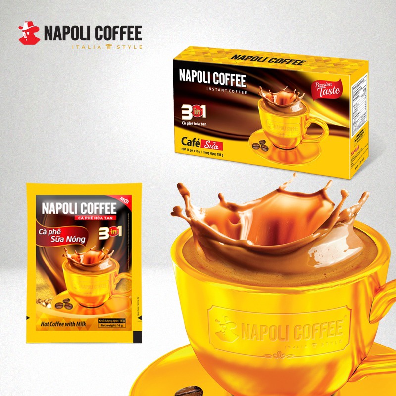CÀ PHÊ HÒA TAN NAPOLI COFFEE CAFE ĐÁ/ SỮA THƠM NGON ĐẬM VỊ