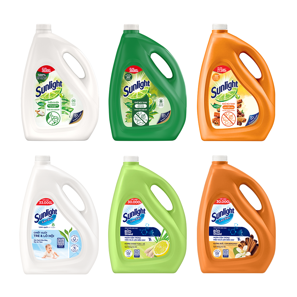 Combo Nước rửa chén + Nước lau sàn Sunlight can 3.5/3,6kg