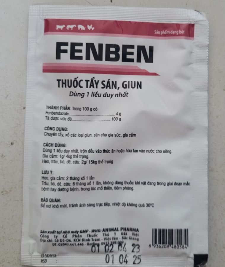 giun, sán 10g dạng viên và bột, dùng trong thú y