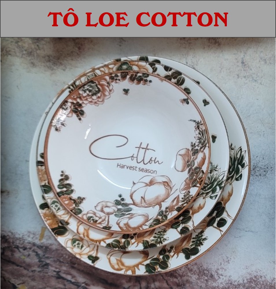 Ceramic Flared Bowl with Cotton Pattern - Size 6 (Diameter 15cm)