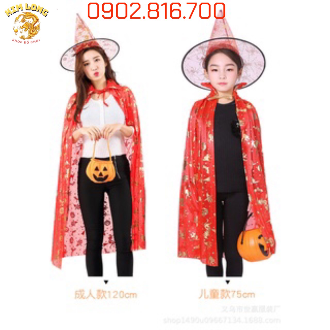 Áo Choàng và nón phù thuỷ trang phục hoá trang Halloween
