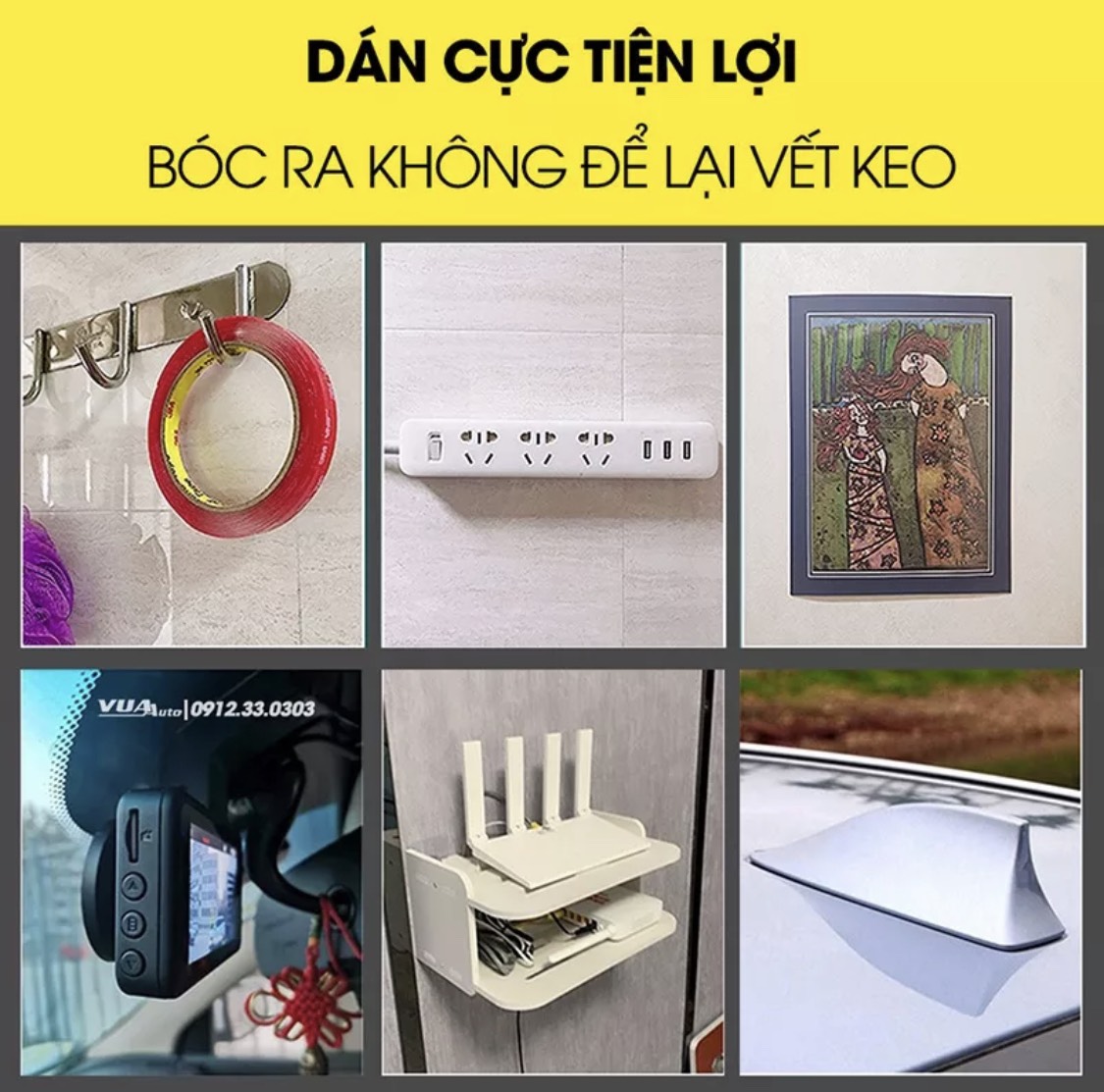 Miếng Dán 3M 2 Mặt, Dán CAM Hành Trình, Go Pro, Vật Dụng Decor...
