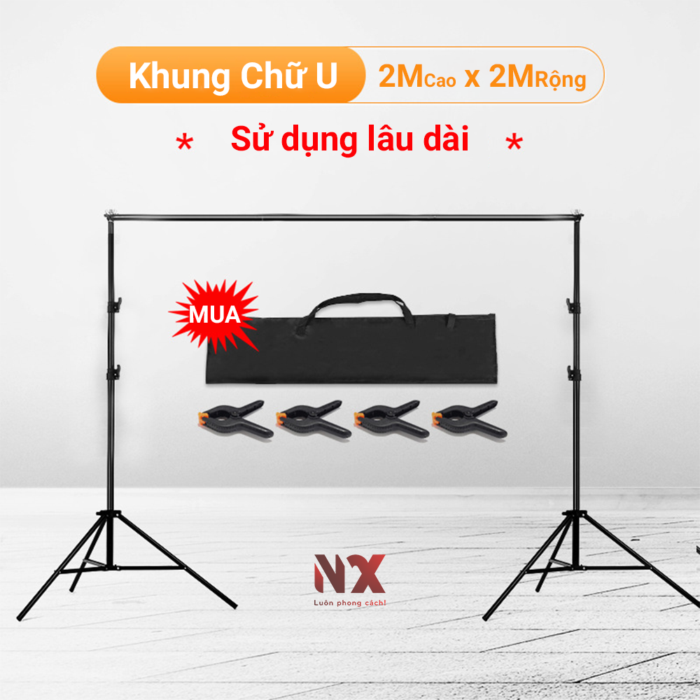 Combo Khung giá treo phông nền chữ U dùng trong studio kích thước 2x3m và Khung chữ T