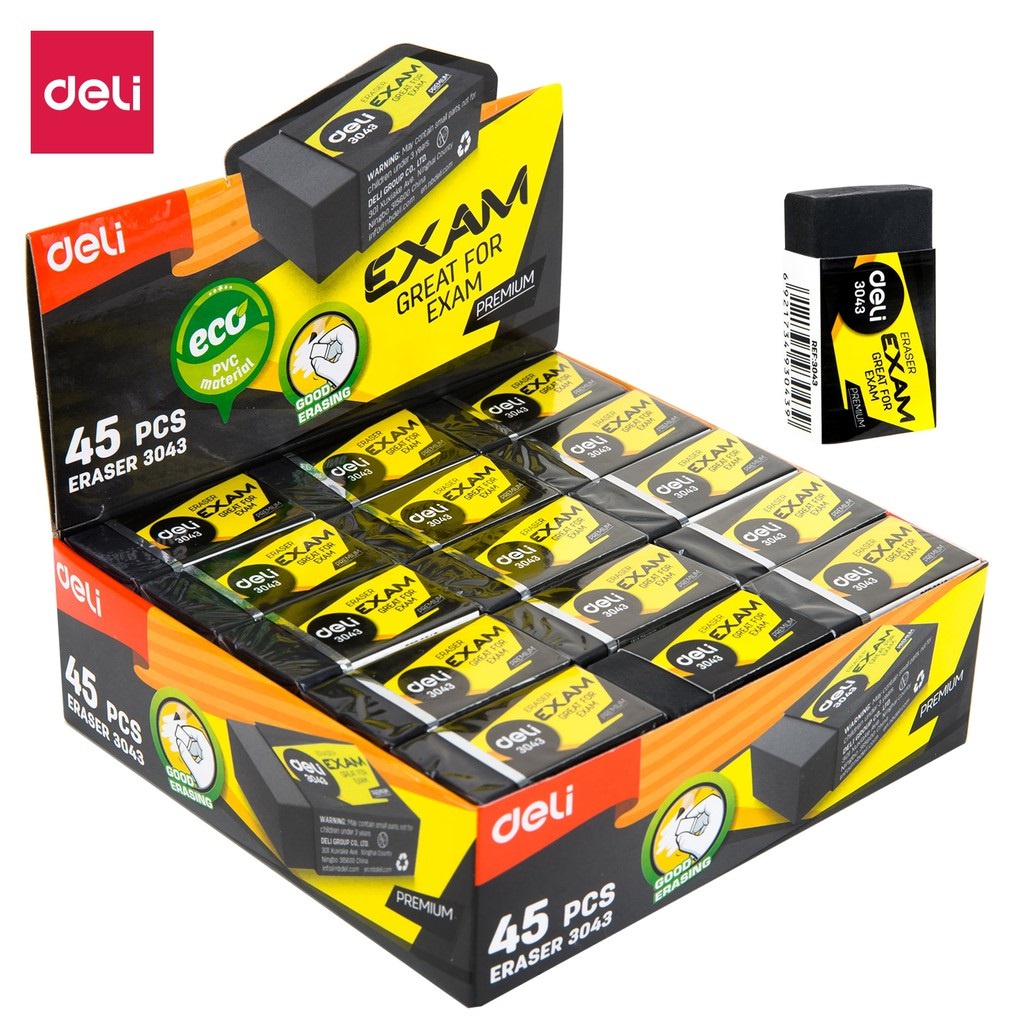 3 chiếc Gôm Tẩy màu đen DELI E3043