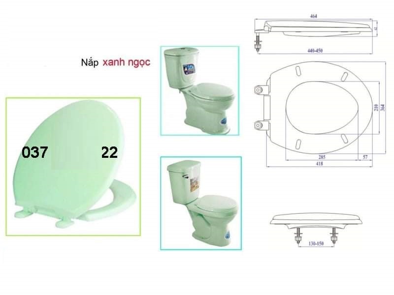 Nắp bồn cầu màu xanh ngọc xanh cốm
