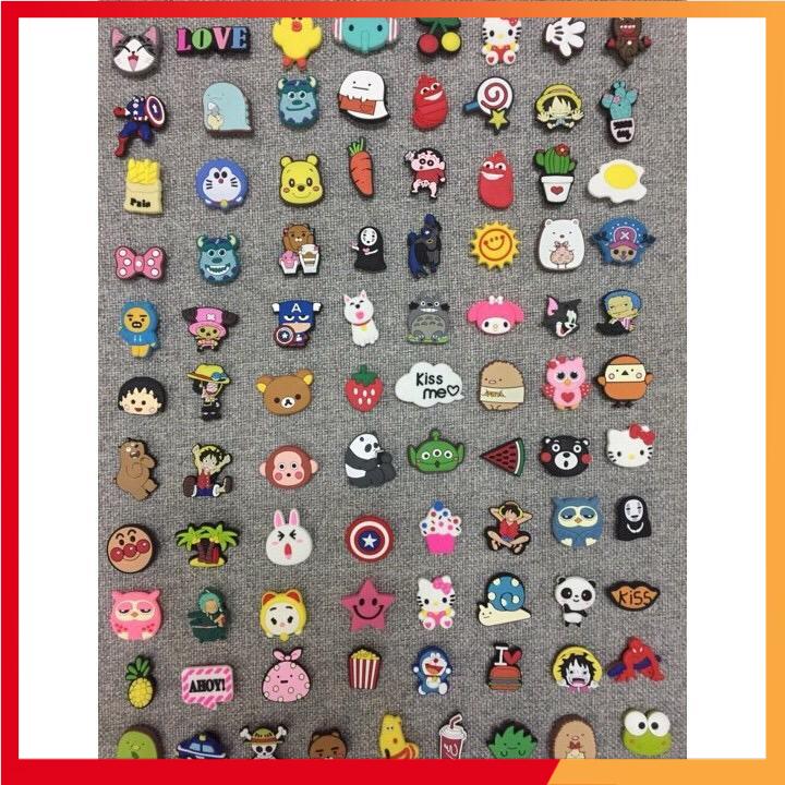 Combo 50 cái Jibbitz / Stickers 2D gắn dép Crocs