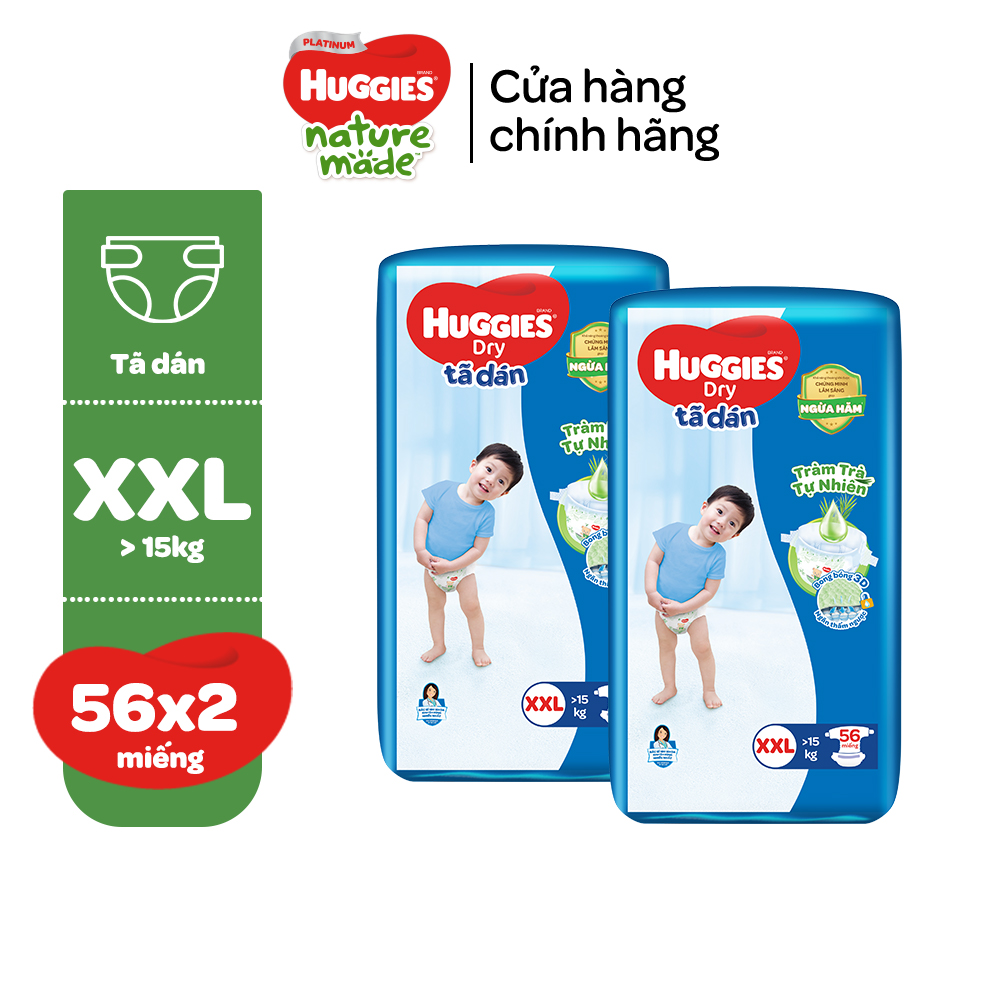 Combo 2 Tã/bỉm dánHuggies Skincare Super Jumbo M76+3/L68/XL60/XXL54
