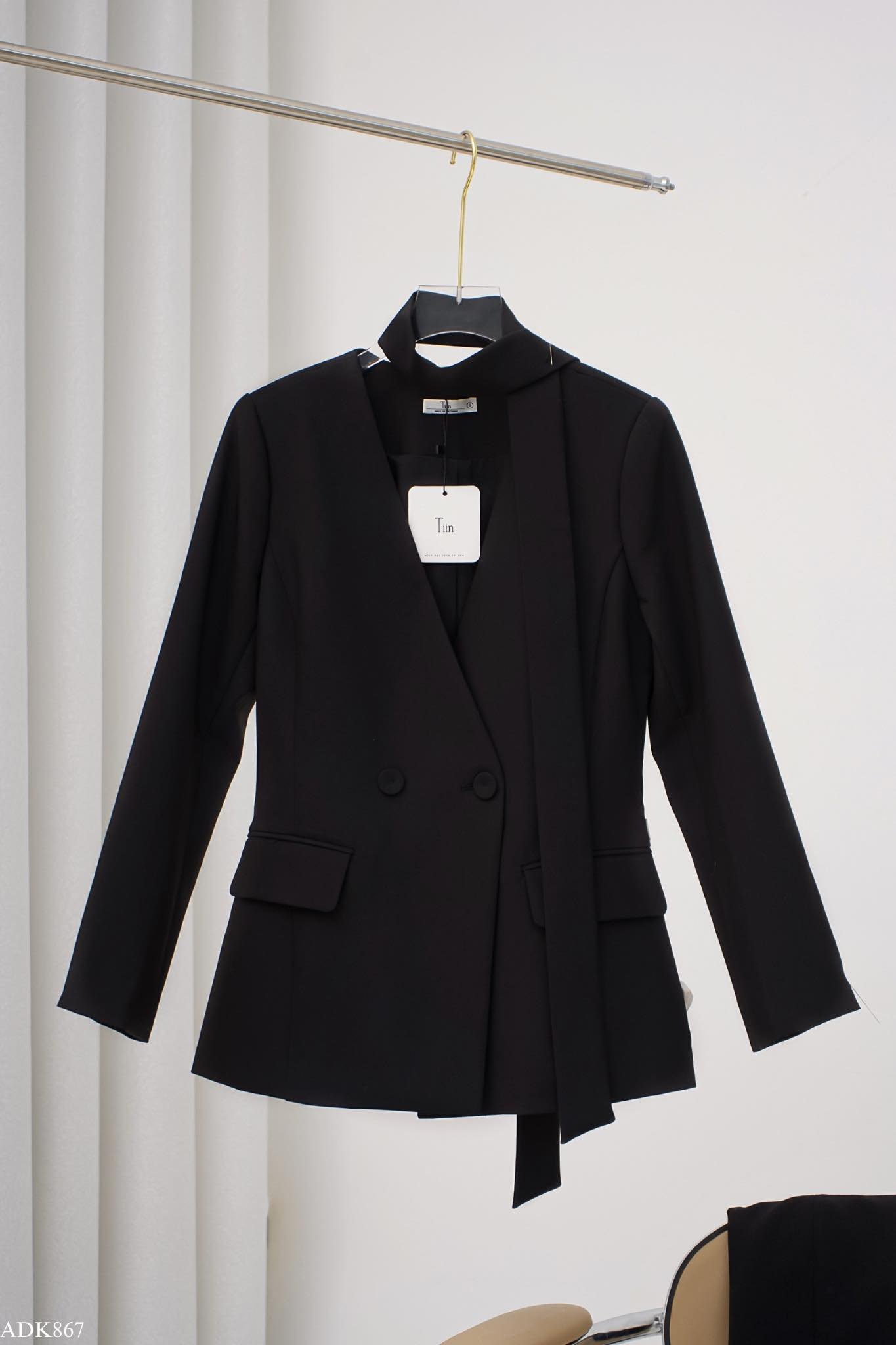Blazer cổ liền vạt chéo đai eo tiinstore adk867