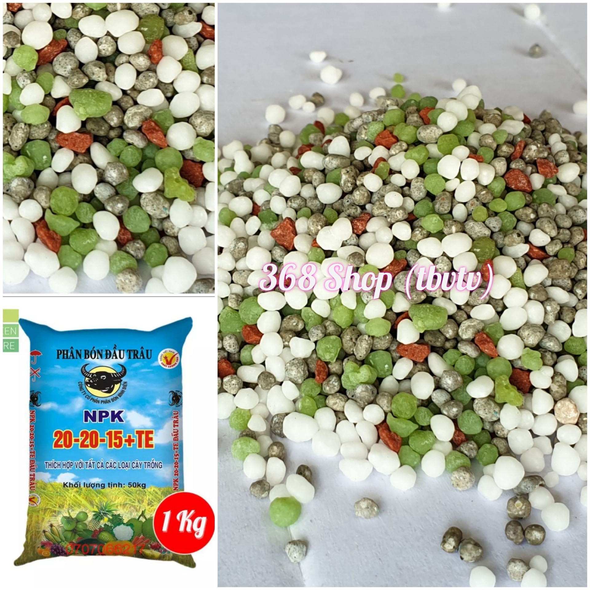 (Túi 1kg)💎 Phân bón Đầu Trâu 3 màu Chiết lẻ từ bao 50kg 🌱 Tăng khả năng sinh trưởng cho rau, củ, cây ăn trái giúp tăng đậu quả..