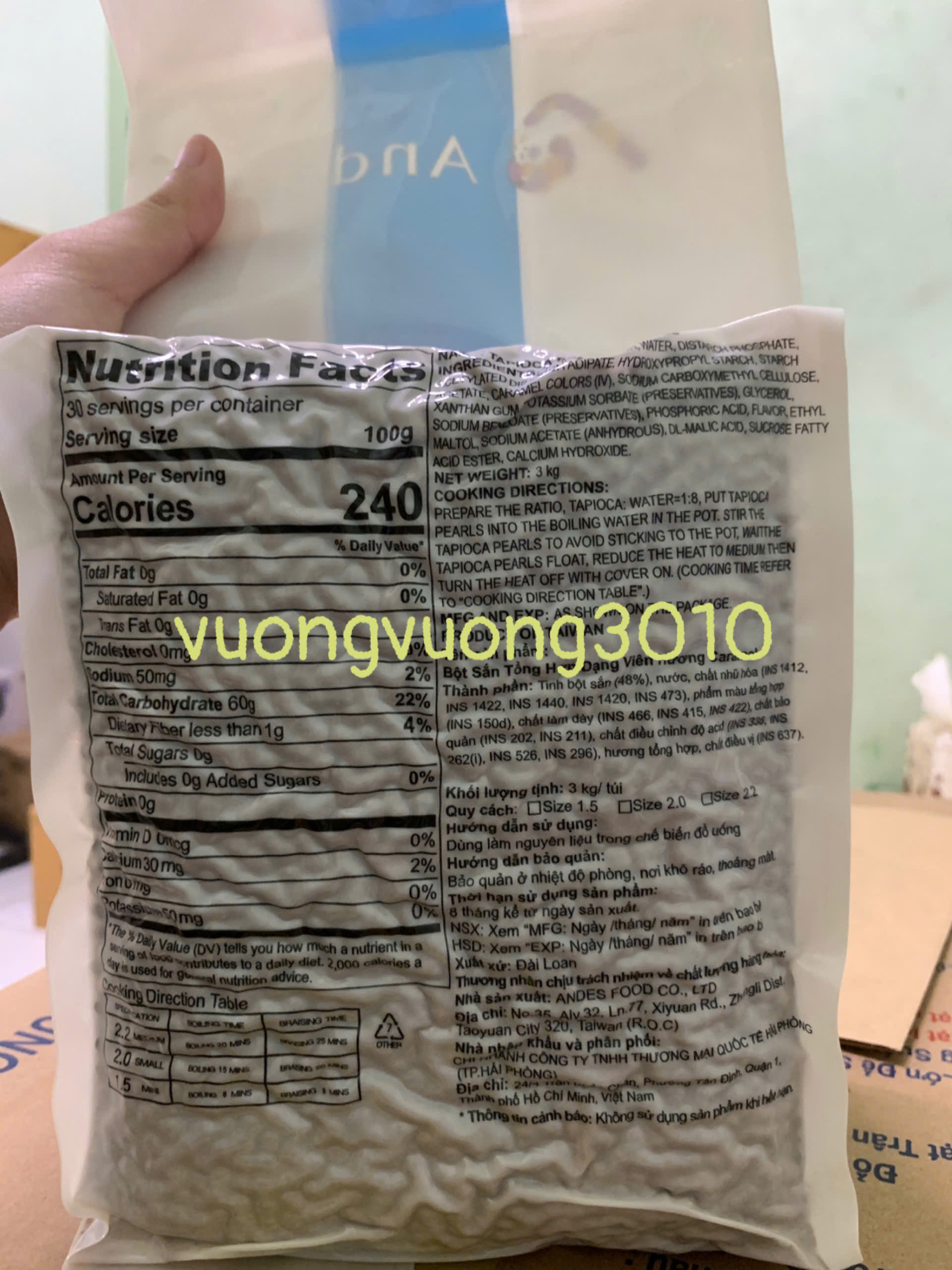 Trân Châu Đài Loan 3kg Andes