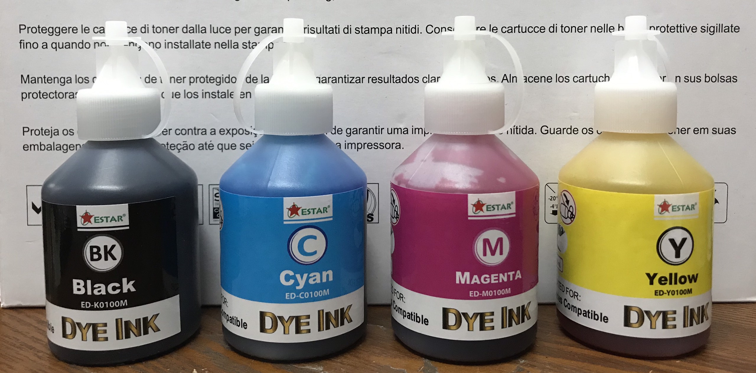 Bộ mực nước (4 màu) cho máy in phun Canon HP 100ml | Mực Estar